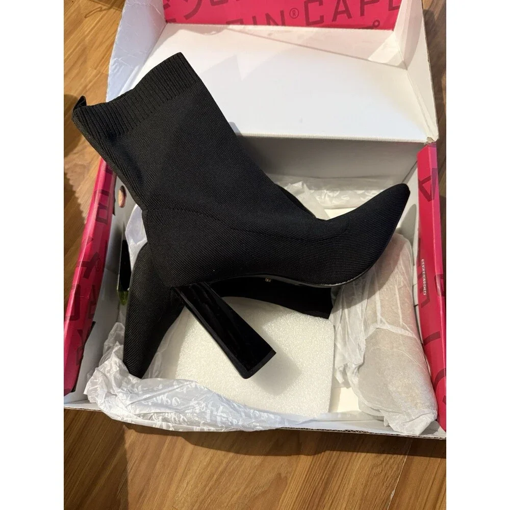 NEW Cape Robbin Faina Black Sock Bootie Women’s Size 8.5 Heels Pointy Toe Boots - Picture 8 of 16
